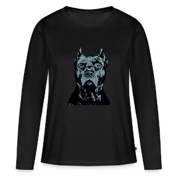 Chien de combat bouledogue Cane Corso tête de chien - T-shirt manches longues Premium bio Femme - noir - Devant - Julia (174cm)