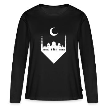 Mosquée allah dieu religion croissant - T-shirt manches longues Premium bio Femme - noir - Devant - Julia (174cm)