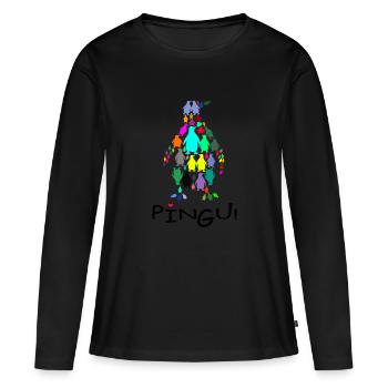 Pingouins dans le pingouin - T-shirt manches longues Premium bio Femme - noir - Devant - Julia (174cm)