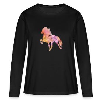 Tölter "Splash" - Frauen Premium Bio Langarmshirt - Schwarz - Vorne - Julia (174cm)
