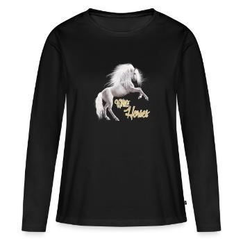 Cheval Blanc - T-shirt manches longues Premium bio Femme - noir - Devant - Julia (174cm)