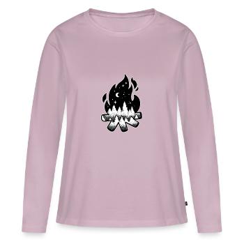 Feu de camp - T-shirt manches longues Premium bio Femme - rose poudré - Devant - Julia (174cm)