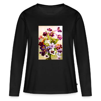 Violettes - T-shirt manches longues Premium bio Femme - noir - Devant - Julia (174cm)