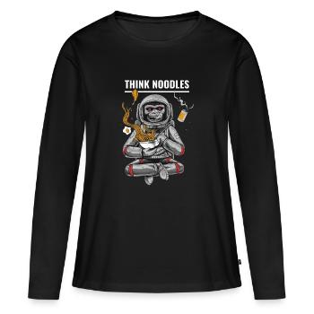 Nudeln - Frauen Premium Bio Langarmshirt - Schwarz - Vorne - Julia (174cm)
