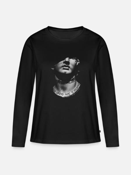 Skulptur mit Tattoo - Frauen Premium Bio Langarmshirt - Schwarz