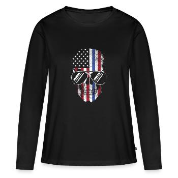 Amérique - T-shirt manches longues Premium bio Femme - noir - Devant - Julia (174cm)