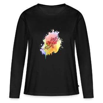 Farbkleks splash of color Holi breakdance - Frauen Premium Bio Langarmshirt - Schwarz - Vorne - Julia (174cm)