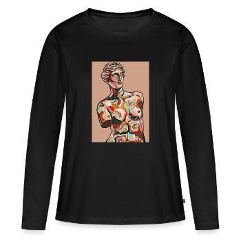 Vénus avec fond - T-shirt manches longues Premium bio Femme - noir - Devant - Julia (174cm)