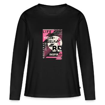 BE inspired - Women's Premium Organic Long Sleeve Shirt - black - Front - Julia (174cm)