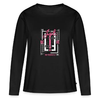 Just young be sprit of your self - T-shirt manches longues Premium bio Femme - noir - Devant - Julia (174cm)