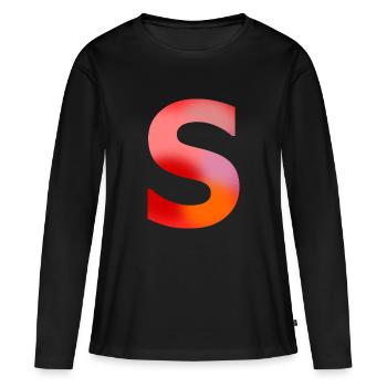 Lettre S - T-shirt manches longues Premium bio Femme - noir - Devant - Julia (174cm)