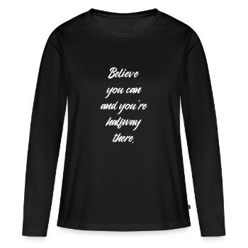 CROIRE - T-shirt manches longues Premium bio Femme - noir - Devant - Julia (174cm)