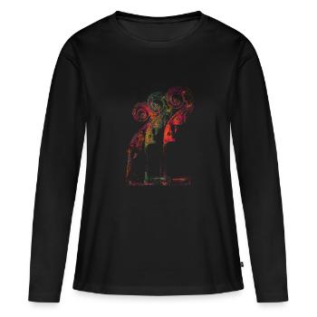 Cello Scroll - Women's Premium Organic Long Sleeve Shirt - black - Front - Julia (174cm)