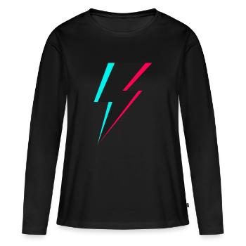 Logo de l’éclair - T-shirt manches longues Premium bio Femme - noir - Devant - Julia (174cm)