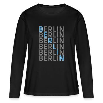 Berlin Berlin - Frauen Premium Bio Langarmshirt - Schwarz - Vorne - Julia (174cm)