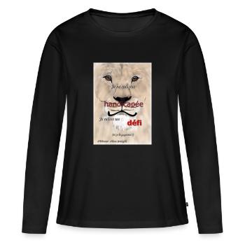 handicap feminin - T-shirt manches longues Premium bio Femme - noir - Devant - Julia (174cm)