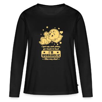 Baby Workaholic Reim - Wie der Vater, so das Kind - Frauen Premium Bio Langarmshirt - Schwarz - Vorne - Julia (174cm)
