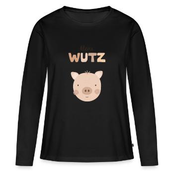 Petit Cochon beige - T-shirt manches longues Premium bio Femme - noir - Devant - Julia (174cm)