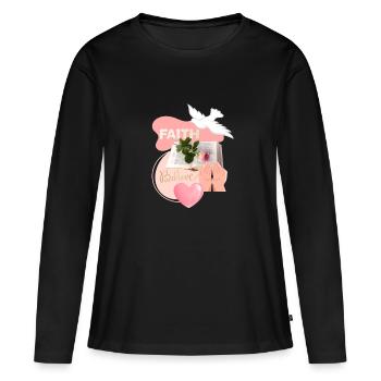 Foi 2 collage - T-shirt manches longues Premium bio Femme - noir - Devant - Julia (174cm)