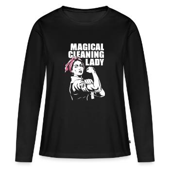 Design für zauberhafte Putzengel - Frauen Premium Bio Langarmshirt - Schwarz - Vorne - Julia (174cm)