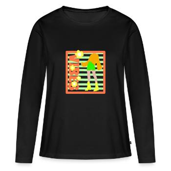 Bonnes ondes positives - T-shirt manches longues Premium bio Femme - noir - Devant - Julia (174cm)