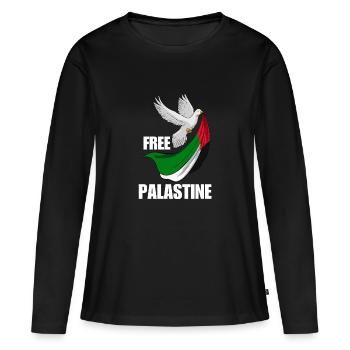 Free Palestine Design – Statement für Frieden - Frauen Premium Bio Langarmshirt - Schwarz - Vorne - Julia (174cm)