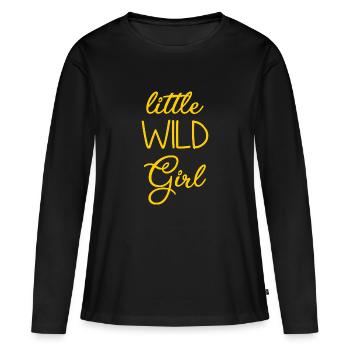 Petite fille sauvage - Kleines wildes Mädchen - T-shirt manches longues Premium bio Femme - noir - Devant - Julia (174cm)