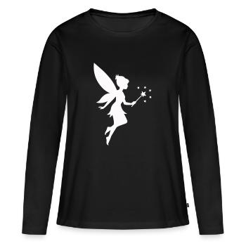 Fée elfe - T-shirt manches longues Premium bio Femme - noir - Devant - Julia (174cm)