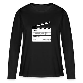 Klappe - clapperboard - Frauen Premium Bio Langarmshirt - Schwarz - Vorne - Julia (174cm)