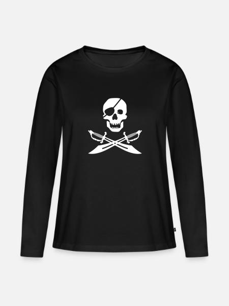 Pirate skull & swords - Women's Premium Organic Long Sleeve Shirt - black