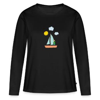 Tour de voile - T-shirt manches longues Premium bio Femme - noir - Devant - Julia (174cm)