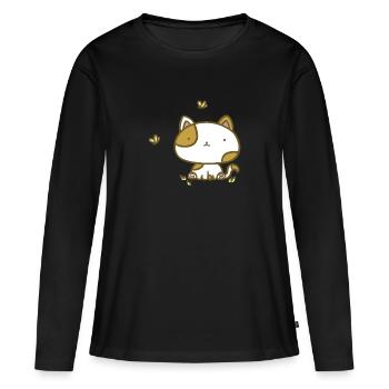 Chat mignon - T-shirt manches longues Premium bio Femme - noir - Devant - Julia (174cm)