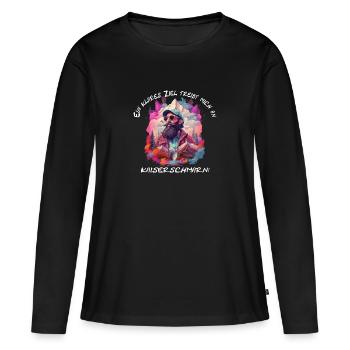 Wandern und Kaiserschmarrn - Frauen Premium Bio Langarmshirt - Schwarz - Vorne - Julia (174cm)