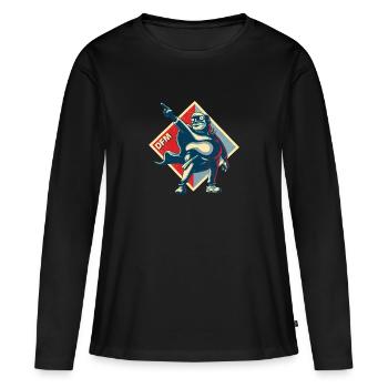 Motif de diarrhée "grande entreprise" - T-shirt manches longues Premium bio Femme - noir - Devant - Julia (174cm)