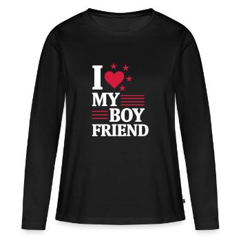 J’AIME MON AMI ! - T-shirt manches longues Premium bio Femme - noir - Devant - Julia (174cm)