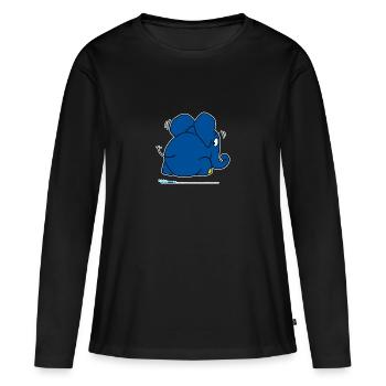 Der Elefant versteckt sich - Frauen Premium Bio Langarmshirt - Schwarz - Vorne - Julia (174cm)