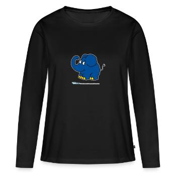 Der Elefant - stehend - Frauen Premium Bio Langarmshirt - Schwarz - Vorne - Julia (174cm)