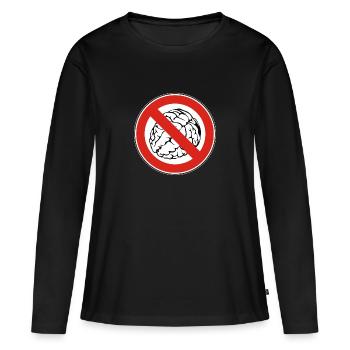 NO BRAIN - Women's Premium Organic Long Sleeve Shirt - black - Front - Julia (174cm)