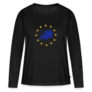 Europa EU - Frauen Premium Bio Langarmshirt - Schwarz - Vorne - Julia (174cm)