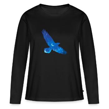 Oiseau Bleu d'hiver - T-shirt manches longues Premium bio Femme - noir - Devant - Julia (174cm)