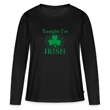 St Patricks Day Irland Party Shamrock Kleeblatt - Frauen Premium Bio Langarmshirt - Schwarz - Vorne - Julia (174cm)