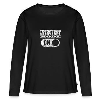 MODE INTROVERT Mode introverti! - T-shirt manches longues Premium bio Femme - noir - Devant - Julia (174cm)