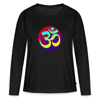 Om Goa Psytrance - T-shirt manches longues Premium bio Femme - noir - Devant - Julia (174cm)