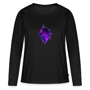 Wolf Galaxy Étoiles - T-shirt manches longues Premium bio Femme - noir - Devant - Julia (174cm)