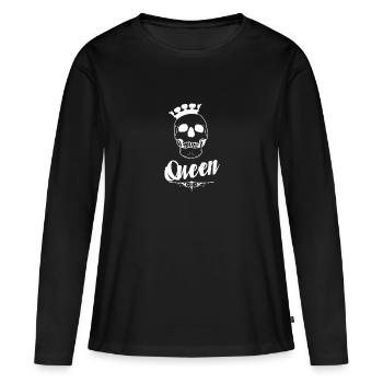 Queen white - Women's Premium Organic Long Sleeve Shirt - black - Front - Julia (174cm)