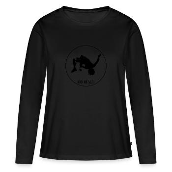 Bock auf Salto Logoprint - T-shirt manches longues Premium bio Femme - noir - Devant - Julia (174cm)