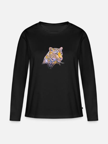 Leopard - Frauen Premium Bio Langarmshirt - Schwarz