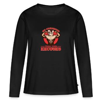 chat musculaire - T-shirt manches longues Premium bio Femme - noir - Devant - Julia (174cm)