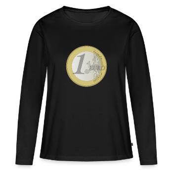 pièce de monnaie - T-shirt manches longues Premium bio Femme - noir - Devant - Julia (174cm)
