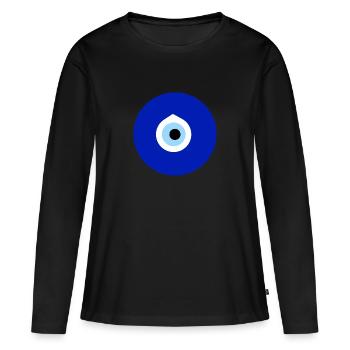 Petite Nazar Mauvais Œil Turque Grecque Amulette Arabe - T-shirt manches longues Premium bio Femme - noir - Devant - Julia (174cm)
